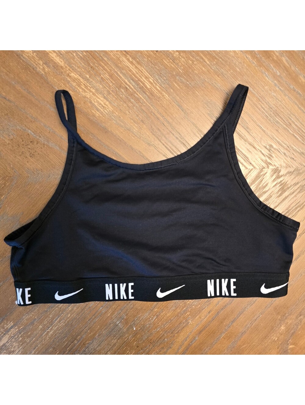 Nike Dri-FIT Black Logo Athletic Crop Top / Sports Bra - Women's Size Large